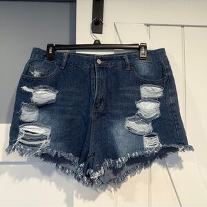 Distressed Denim Shorts